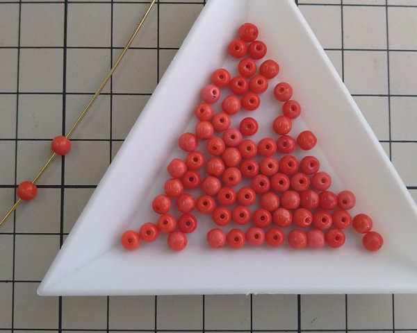 画像2: ヴィンテージ/ドイツ/ラウンド/コーラルオレンジ/約4mm(10個) (2)