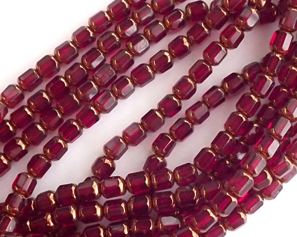 画像1: チェコガラスビーズ/オクタゴナル/ルビー×ブロンズ/6mm（10個） (1)