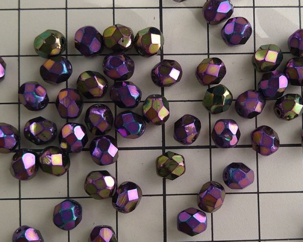 画像2: チェコガラスビーズ/ファイアポリッシュ/6mm/パープルメタリックアイリス(10個) (2)