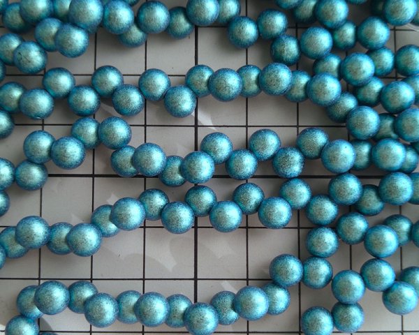 画像2: チェコガラスビーズ/ラウンドドロップ/約6mm/グリーンゴールドシュガー(10個) (2)