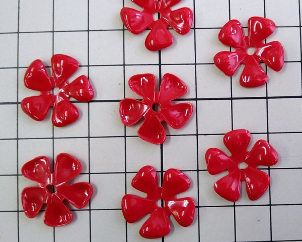 画像2: ヴィンテージ/ドイツ/プラスチック/フラワー240/レッド(2個) (2)