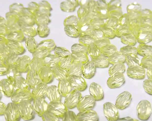 画像1: チェコガラスビーズ/ファイアポリッシュオーバル/ウラニウムイエロー/約6×4mm（10個） (1)