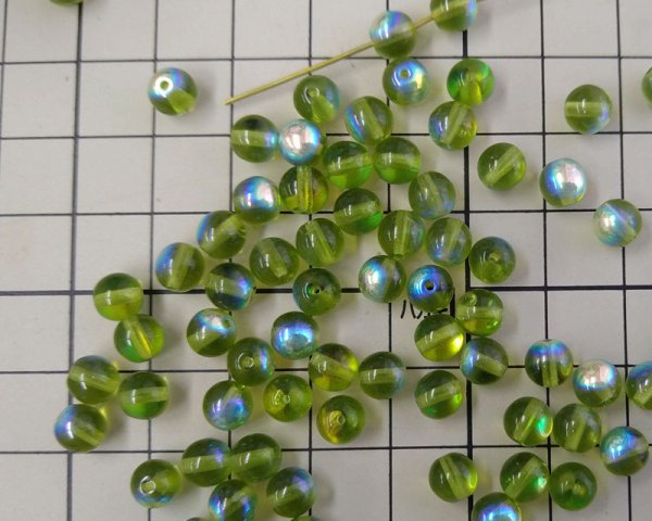 画像2: チェコガラスビーズ/ラウンド/オリバインオーロラ/6mm(10個) (2)
