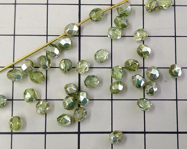 画像2: チェコガラスビーズ/ファイアポリッシュラウンド/ミラーオリバイン/約4mm(20個) (2)