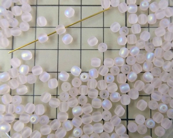 画像3: チェコガラスビーズ/ミニバレル/約4mm/ピンクフロストオーロラ(30個) (3)