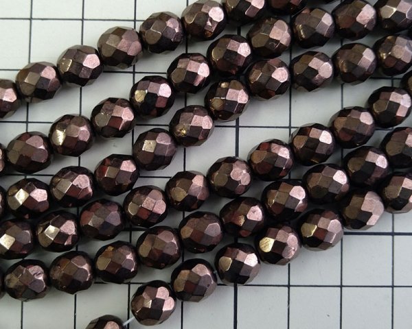 画像2: チェコガラスビーズ/ファイアポリッシュ/8mm/ラスターブラウン(6個) (2)