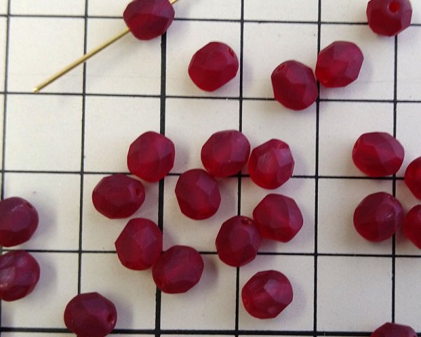 画像2: チェコガラスビーズ/ファイアポリッシュ/6mm/マットダークレッド(10個) (2)