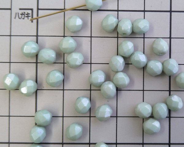 画像2: チェコガラスビーズ/ファイアポリッシュ/6mm/セージグリーンコート(10個) (2)