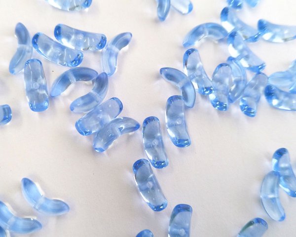 画像1: チェコガラスビーズ/エンジェルウィングS/ライトサファイア/約10×3mm(10個) (1)