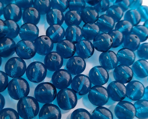 画像1: チェコガラスビーズ/ラウンド/カプリブルー/8mm(10個) (1)