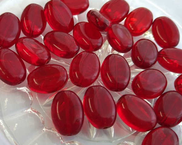 画像2: チェコガラスビーズ/フラットオーバル/レッドミックス/約15×10mm(6個) (2)