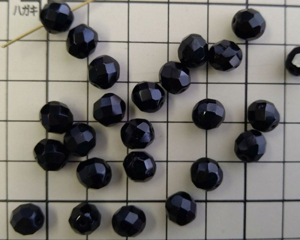 画像2: チェコガラスビーズ/ファイアポリッシュ/8mm/ジェットブラック(6個) (2)