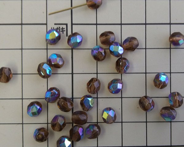 画像2: チェコガラスビーズ/ファイアポリッシュ/6mm/ダークスモークトパーズオーロラ(10個) (2)
