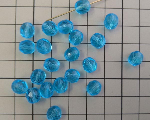 画像2: チェコガラスビーズ/ファイアポリッシュ/8mm/アクアマリン(6個) (2)