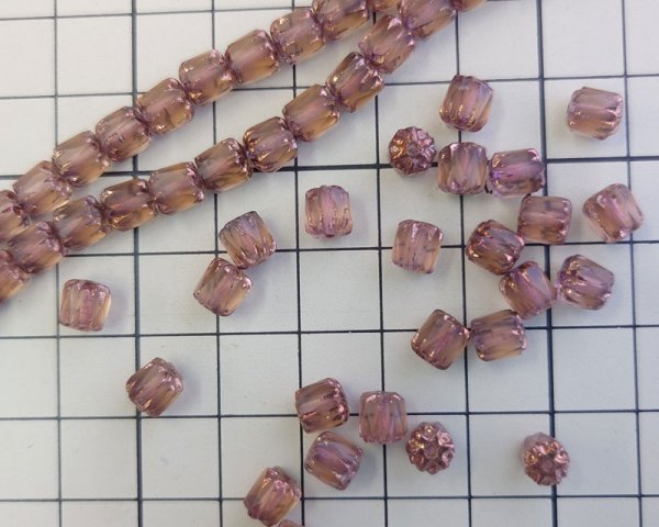 画像2: チェコガラスビーズ/アンティークスタイルオクタゴナル/ロザリン/約6×5mm(10個) (2)