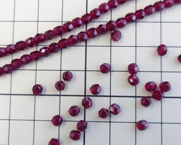 画像2: チェコガラスビーズ/ファイアポリッシュラウンド/ガーネット/約4mm(20個) (2)