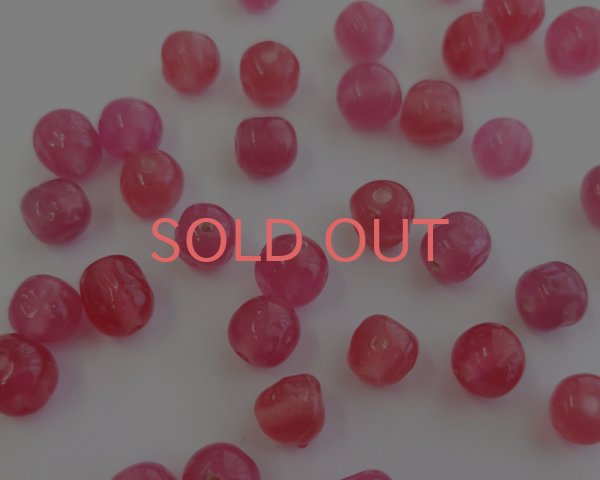 画像2: ヴィンテージ/日本/ランプワークビーズ/ディンプル/ラズベリーピンクミックス(6個) (2)