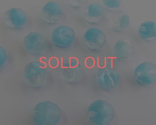 画像1: デッドストック/チェコガラスビーズ/ファイアポリッシュ/10mm/クリア×ベビーブルー(4個) (1)