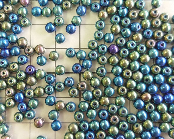 画像2: チェコガラスビーズ/ラウンド/ジェットアイリス/約4mm(45個) (2)