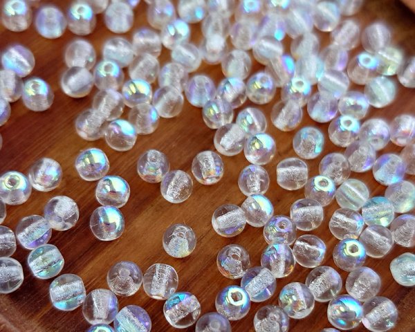 画像1: チェコガラスビーズ/ラウンド/クリスタルオーロラ/約4mm(45個) (1)