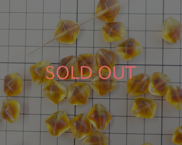 画像2: チェコガラスビーズ/ポインテッドダイヤ/ツートントパーズ（ウラン）/約15mm(1個) (2)