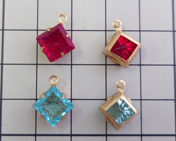 画像3: セット済/ヴィンテージガラス/コンケイブ/レッド/ブラス(1個) (3)