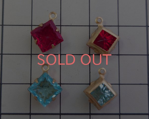 画像3: セット済/ヴィンテージガラス/コンケイブ/レッド/ブラス(1個) (3)