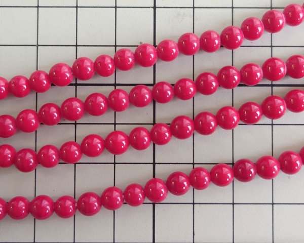 画像4: デッドストック/日本/ハンドメイドガラスビーズ/レッドストライプ/約5〜6mm(6個) (4)