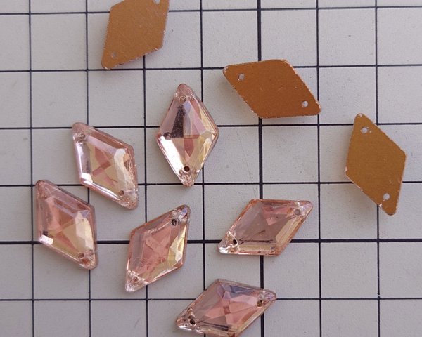 画像2: ns311/ヴィンテージ/ドイツ/ソウオンガラス/菱形/ピンク(4個) (2)