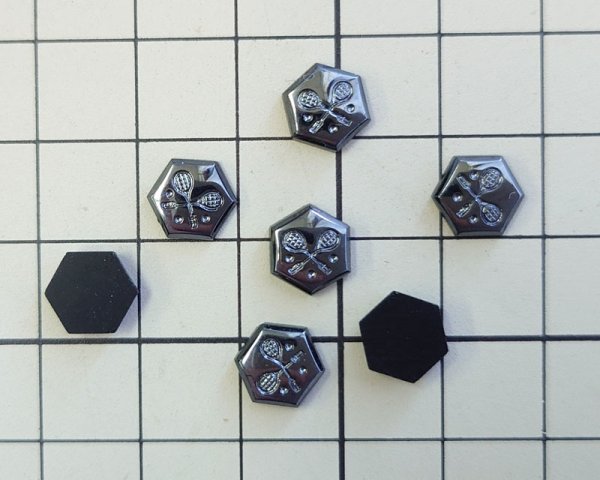 画像2: ns312/ヴィンテージ/ドイツ/ガラスカボション/バドミントン/ヘマタイト（1個） (2)