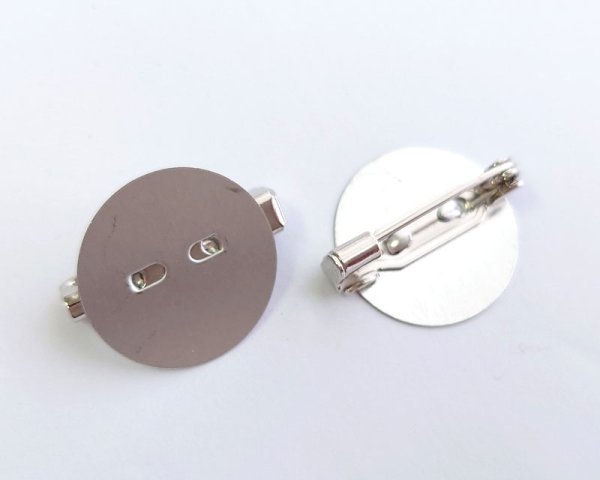 画像1: メタルブローチパーツ/ロジウム/18mm(１個) (1)