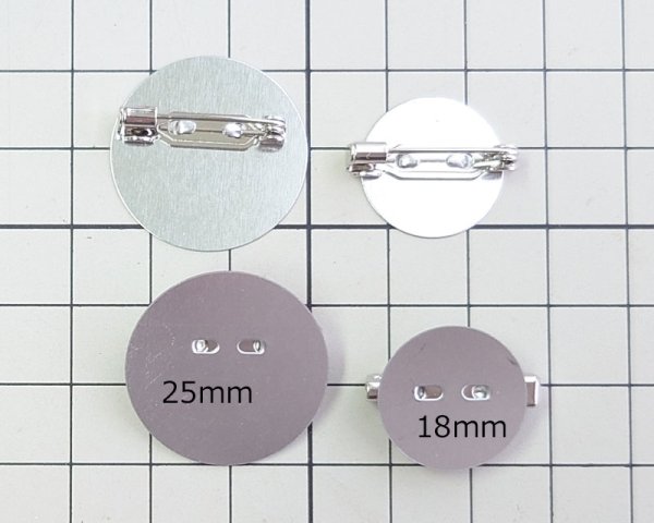 画像2: メタルブローチパーツ/ロジウム/18mm(１個) (2)