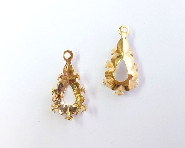 画像1: 13×8mm用/ブラスセッティング/クラウン/ゴールドメッキ(1個) (1)