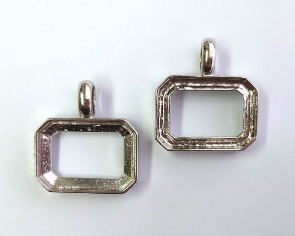 画像2: デッドストック25×18mmオクタゴン用/メタルセッティング/オープンバック(1個) (2)