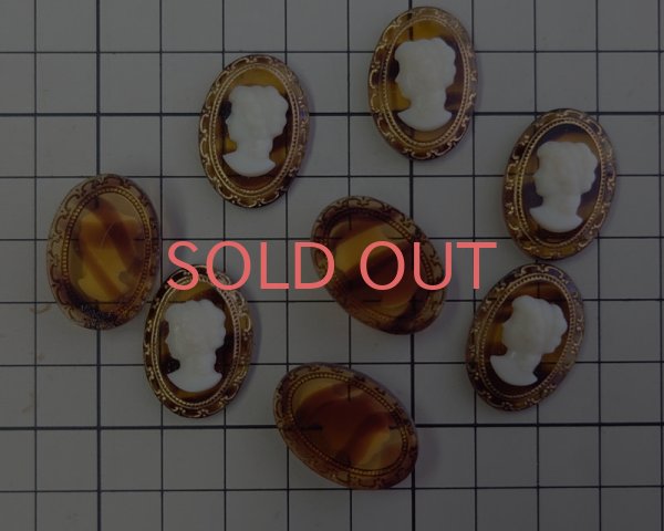 画像2: ns315/ヴィンテージ/ドイツ/ガラスカメオ/鼈甲風+ゴールドレース(1個) (2)