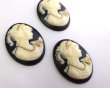 画像2: ns325/ヴィンテージ/プラスチックカメオ/ゴールドペイント/約40×30mm/(1個) (2)