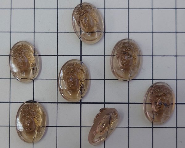 画像3: ns324/ヴィンテージ/ドイツ/ガラスカメオ/ライトスモークトパーズ/約18×13mm/(1個) (3)