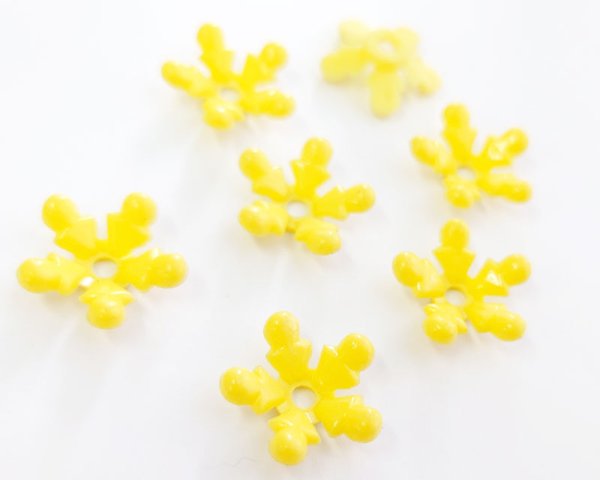 画像1: ヴィンテージ/ドイツ/プラスチック/フラワー224/イエロー(2個) (1)