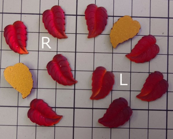 画像3: ns326/ヴィンテージ/ドイツ/ガラスカボション/フロストリーフ/レッド(1個) (3)