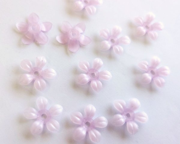 画像2: ヴィンテージ/ドイツ/プラスティック/フラワーF/ライラック（4個） (2)