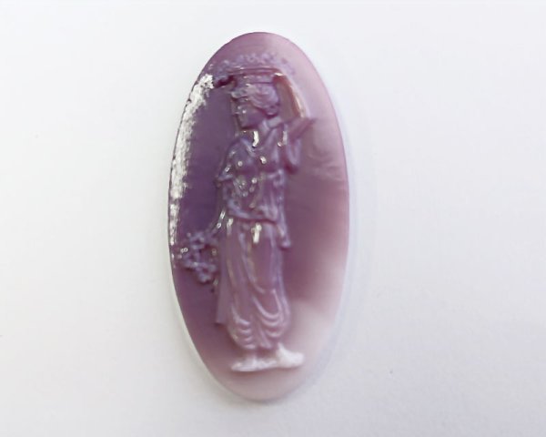 画像3: ns330/ヴィンテージ/ドイツ/ガラスカメオ/花輪を持つ女神/オペークグレイ/約20×10mm(1個） (3)