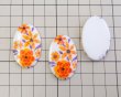画像2: ns329/ヴィンテージ/ドイツ/ガラスカボション/オレンジフラワー/約38×23mm(1個） (2)