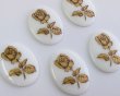 画像2: ns328/ヴィンテージ/ドイツ/ガラスカボション/ゴールドローズ/約34×26mm(1個） (2)