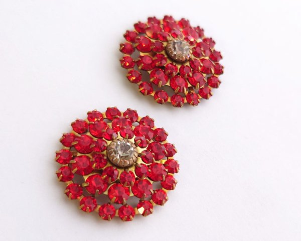 画像2: ヴィンテージ/プリセットパーツ/フラワー/シャムレッド(1個) (2)