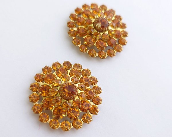 画像2: ヴィンテージ/プリセットパーツ/フラワー/トパーズ(1個) (2)