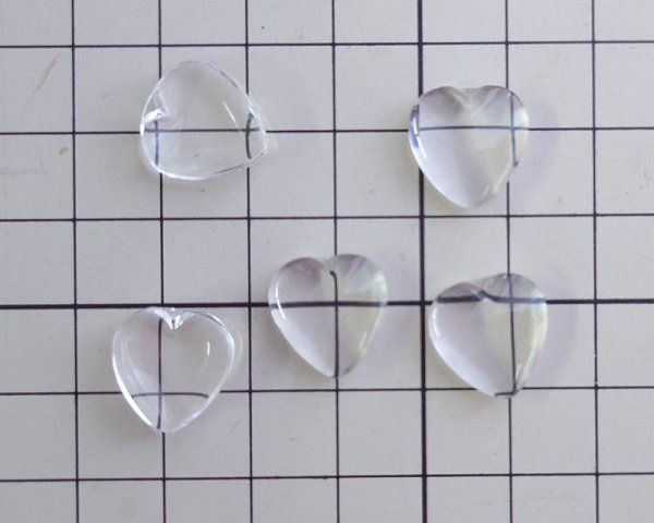 画像2: ns331/ヴィンテージ/ドイツ/ガラス/クリアハート/約14mm(1個） (2)