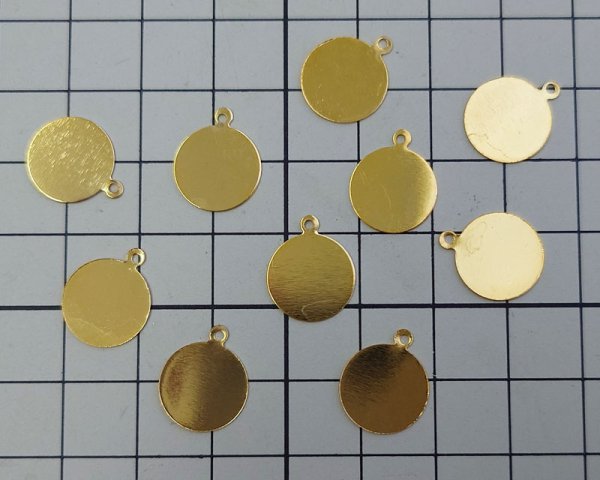 画像2: 鉄製貼り付け用メタルパーツ/ゴールド/約12mm(1個) (2)