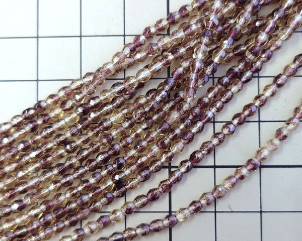 画像2: チェコガラスビーズ/ファイアポリッシュラウンド/ジョンキル×アメシスト/3mm(20個) (2)