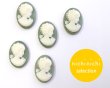 画像1: ns345/ヴィンテージ/プラスチックカメオ/レディ（リボン&フラワー）/ミルキーモスグリーン/約25×18mm/(1個) (1)
