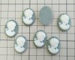 画像4: ns345/ヴィンテージ/プラスチックカメオ/レディ（リボン&フラワー）/ミルキーモスグリーン/約25×18mm/(1個) (4)